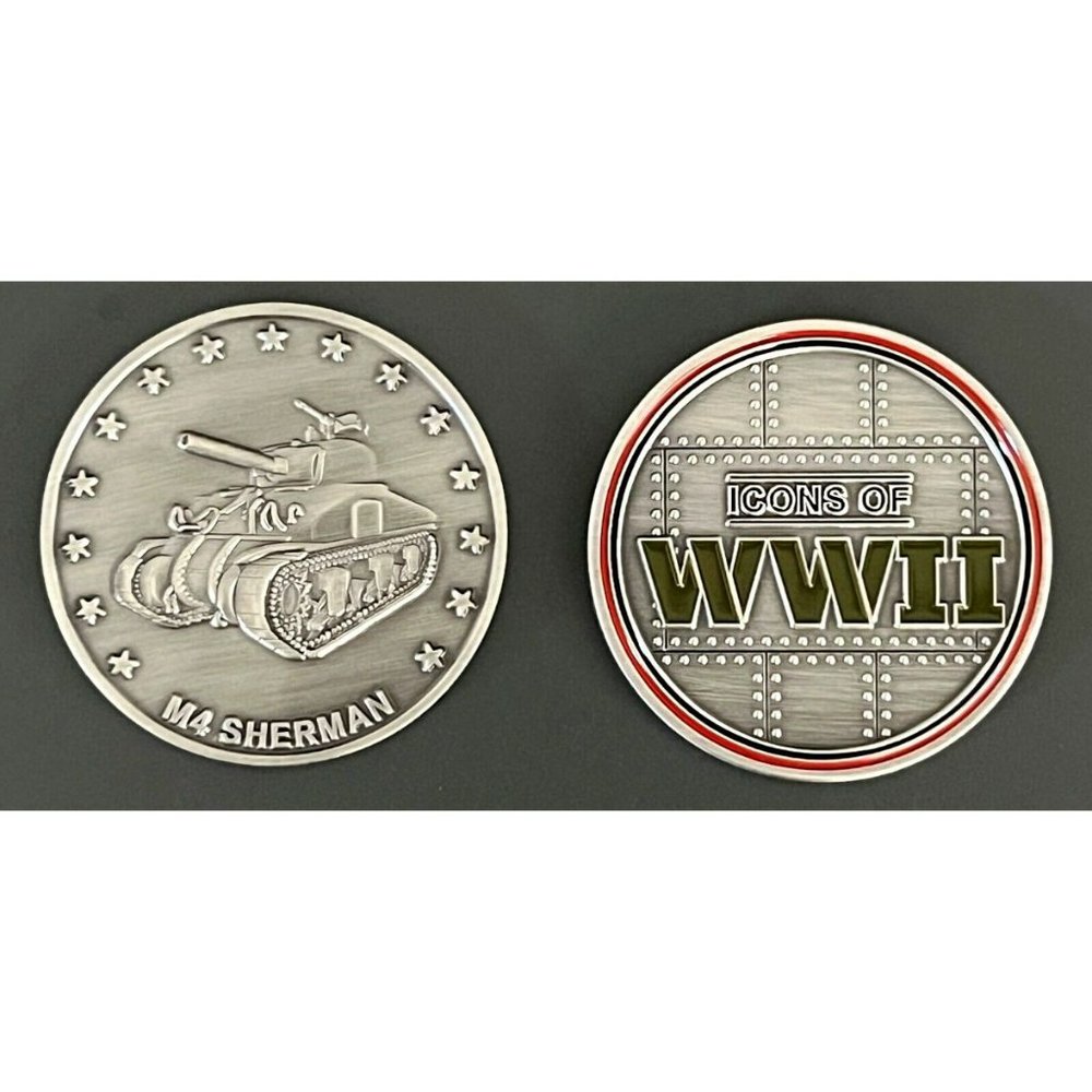 Icons of WWII M4 Sherman Tank Challenge Coin - Brand New